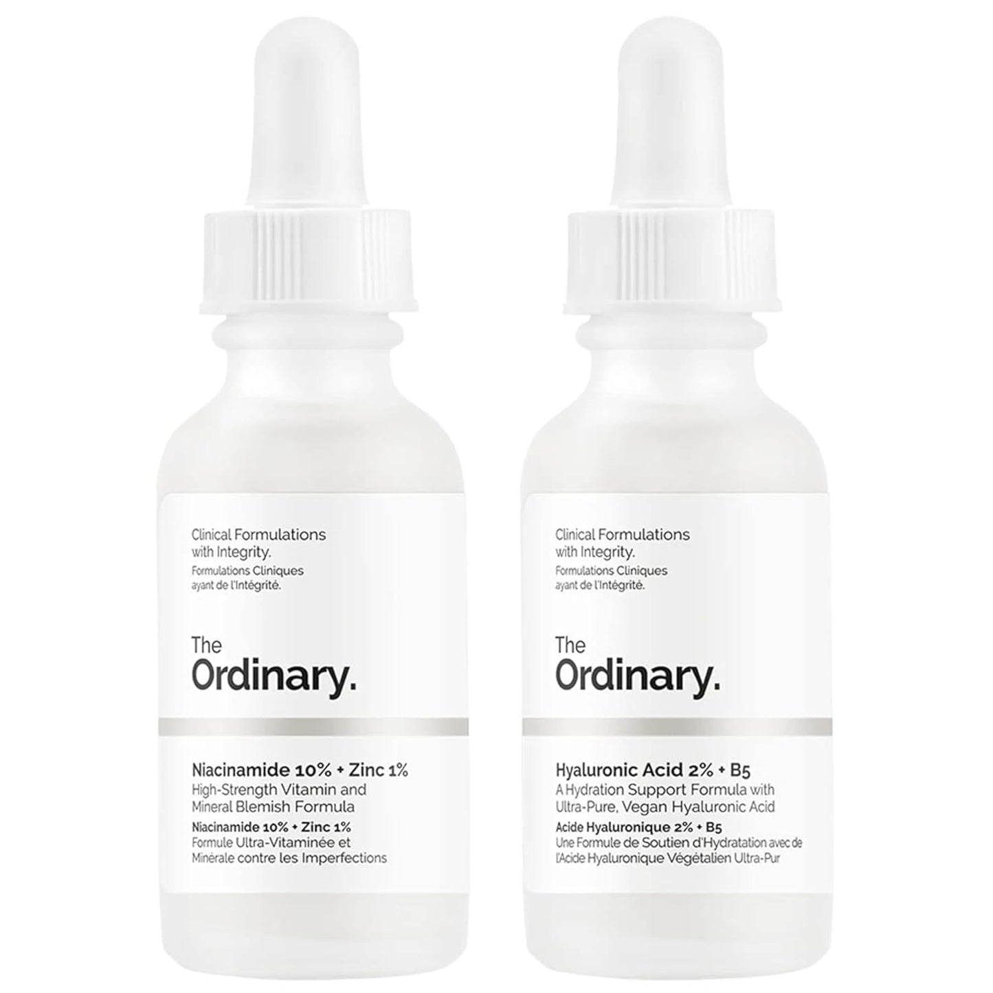 Original Ordinary Facial Treatment: Hyaluronic Acid with 2% + B5 (30ml) and Niacinamide 10% + Zinc 1% (30ml) Bundle Face Care Set